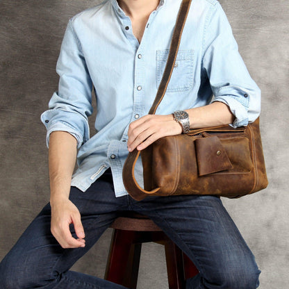 Mens Leather Sling Backpack