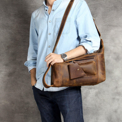 Mens Leather Sling Backpack