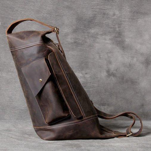 Mens Leather Sling Backpack