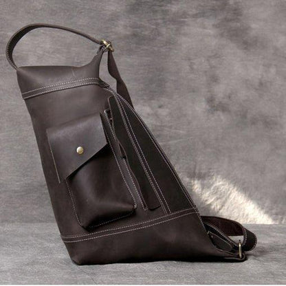 Mens Leather Sling Backpack