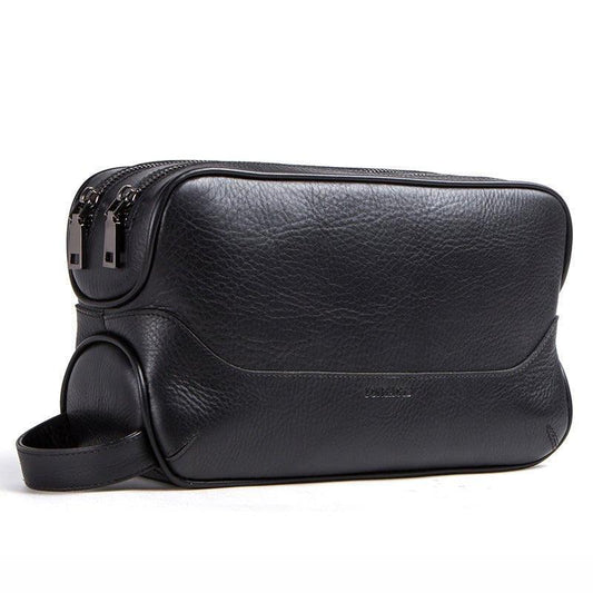 Woosir Mens Leather Toiletry Bag Black