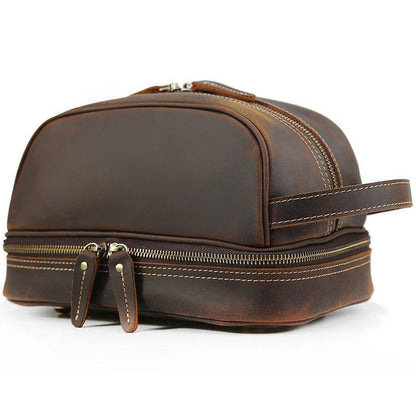 Woosir Mens Leather Travel Toiletry Bag