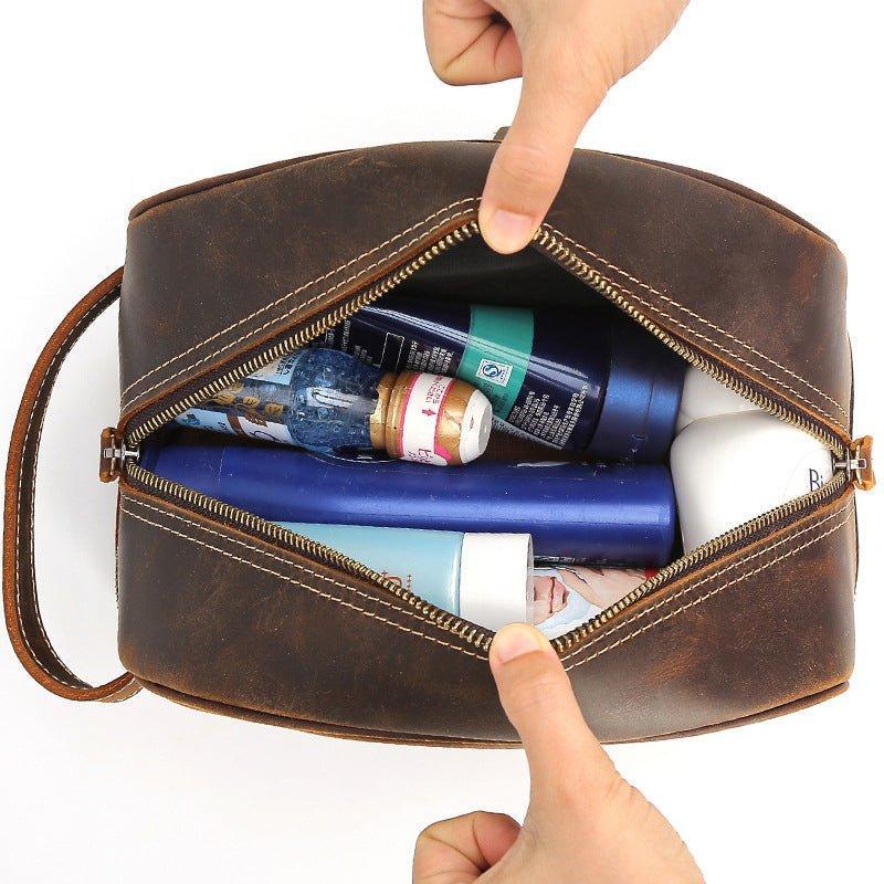 Woosir Mens Leather Travel Toiletry Bag