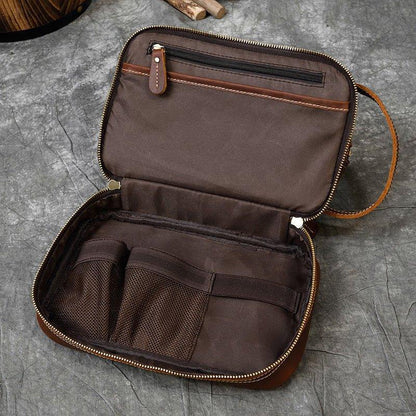 Woosir Mens Leather Travel Toiletry Bag