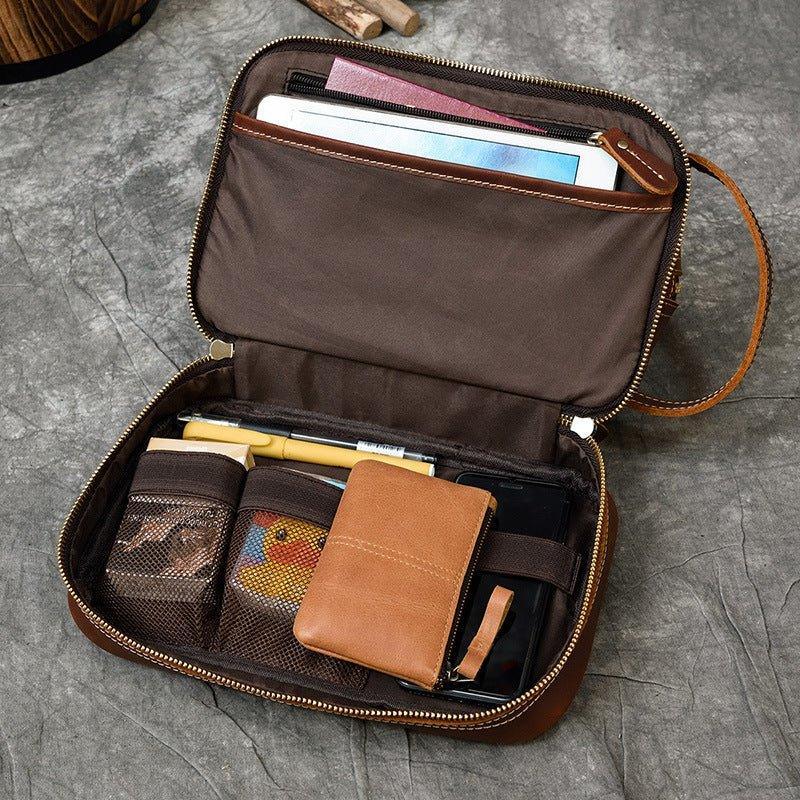 Woosir Mens Leather Travel Toiletry Bag