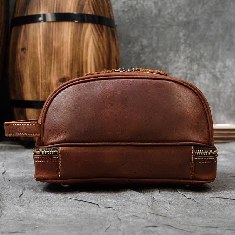 Woosir Mens Leather Travel Toiletry Bag