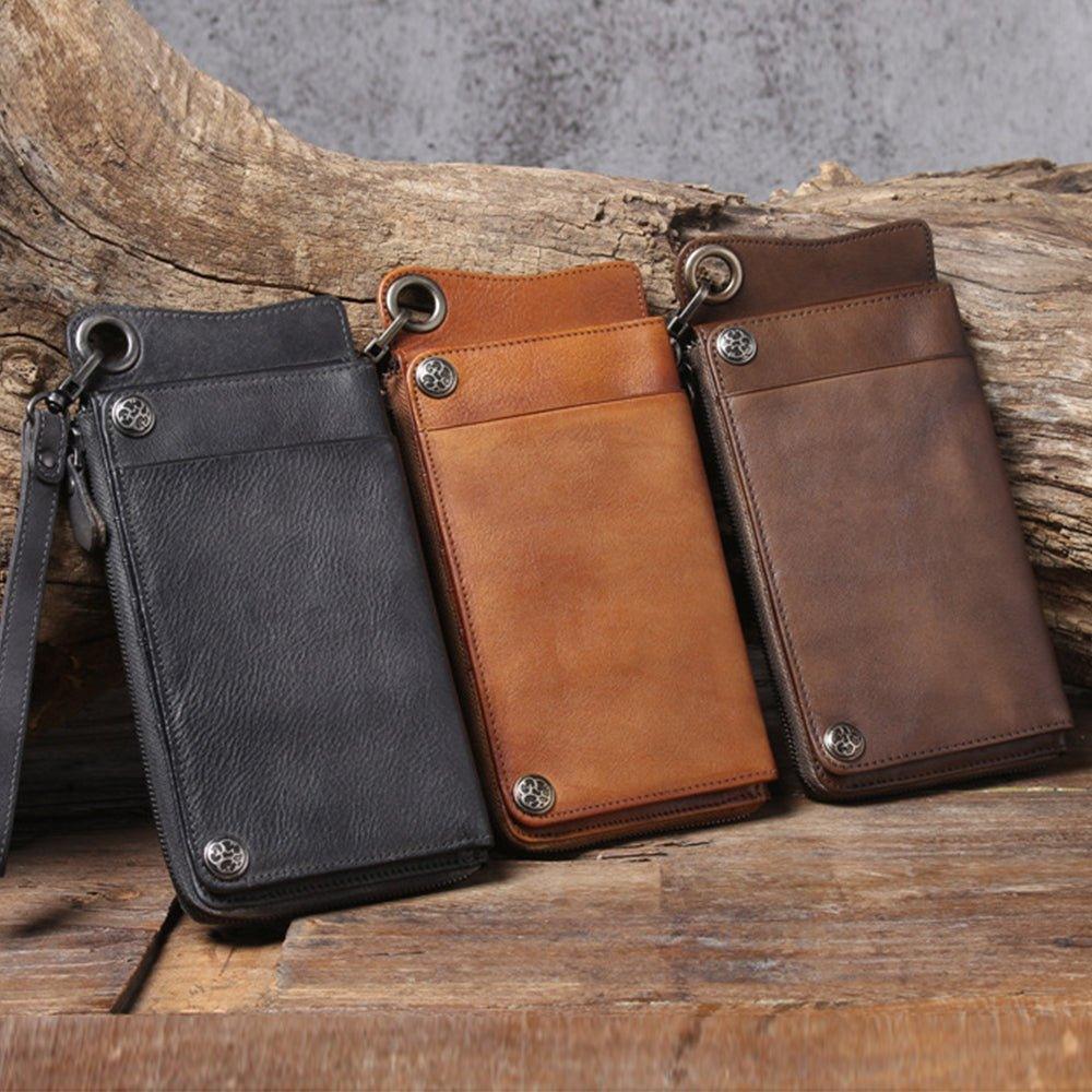 Woosir Mens Leather Wallet With Chain