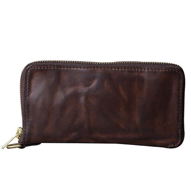 Woosir Mens Leather Wallet With Zipper Inside