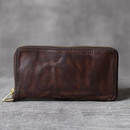 Woosir Mens Leather Wallet With Zipper Inside