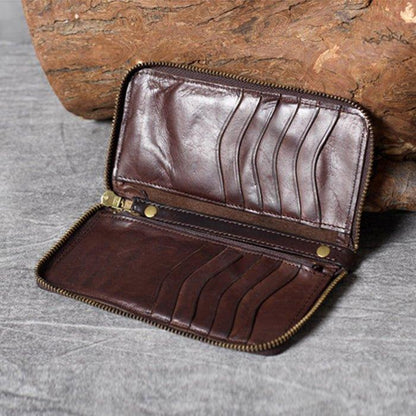 Woosir Mens Leather Wallet With Zipper Inside