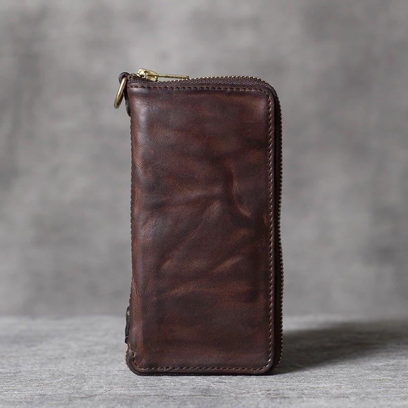 Woosir Mens Leather Wallet With Zipper Inside