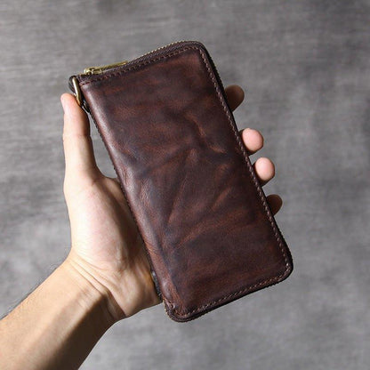 Woosir Mens Leather Wallet With Zipper Inside