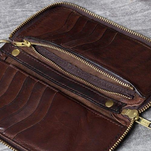 Woosir Mens Leather Wallet With Zipper Inside