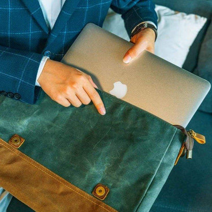 Mens Waxed Canvas Laptop Messenger Bag