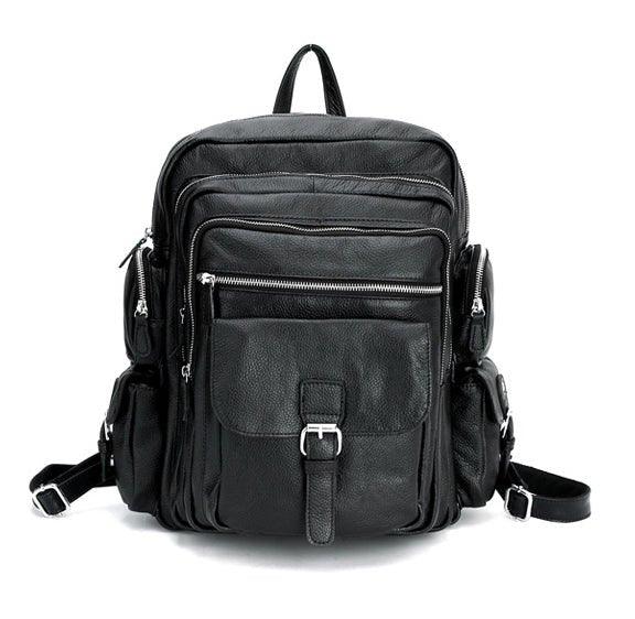 Mens Multi Pocket Leather Backpack
