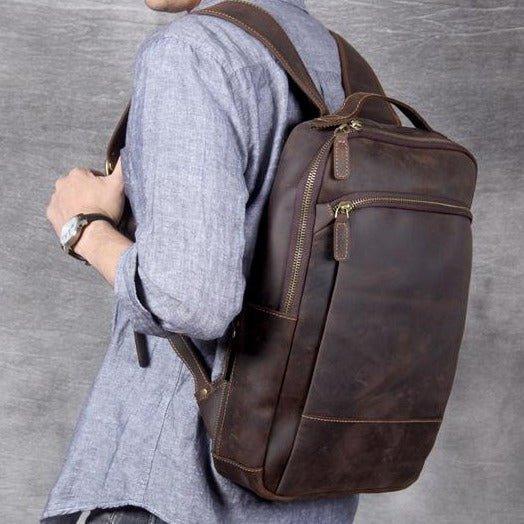 Mens Leather Backpack Vintage for Laptop