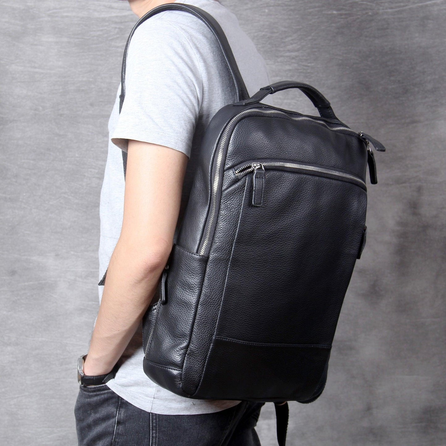 Mens Leather Backpack Vintage for Laptop