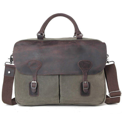 Woosir Mens Satchel Messenger Bag Canvas and Leather