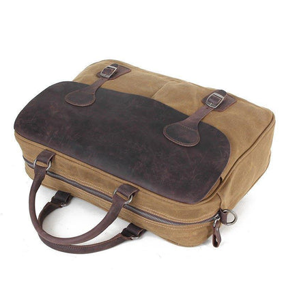 Woosir Mens Satchel Messenger Bag Canvas and Leather