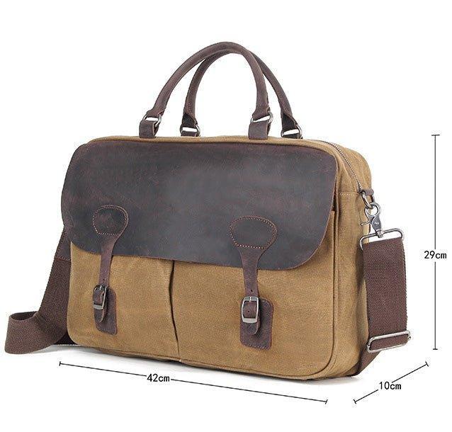 Woosir Mens Satchel Messenger Bag Canvas and Leather