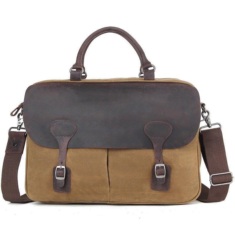 Woosir Mens Satchel Messenger Bag Canvas and Leather