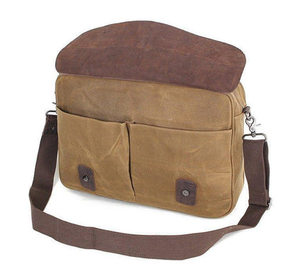 Woosir Mens Satchel Messenger Bag Canvas and Leather