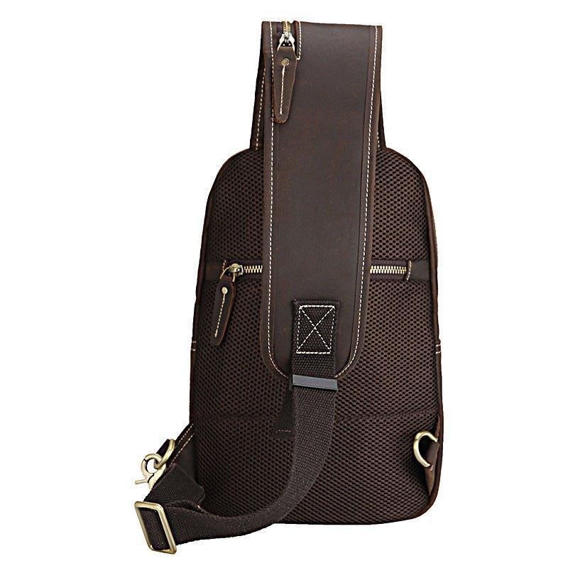 Mens Shoulder Leather Crossbody Bag Brown