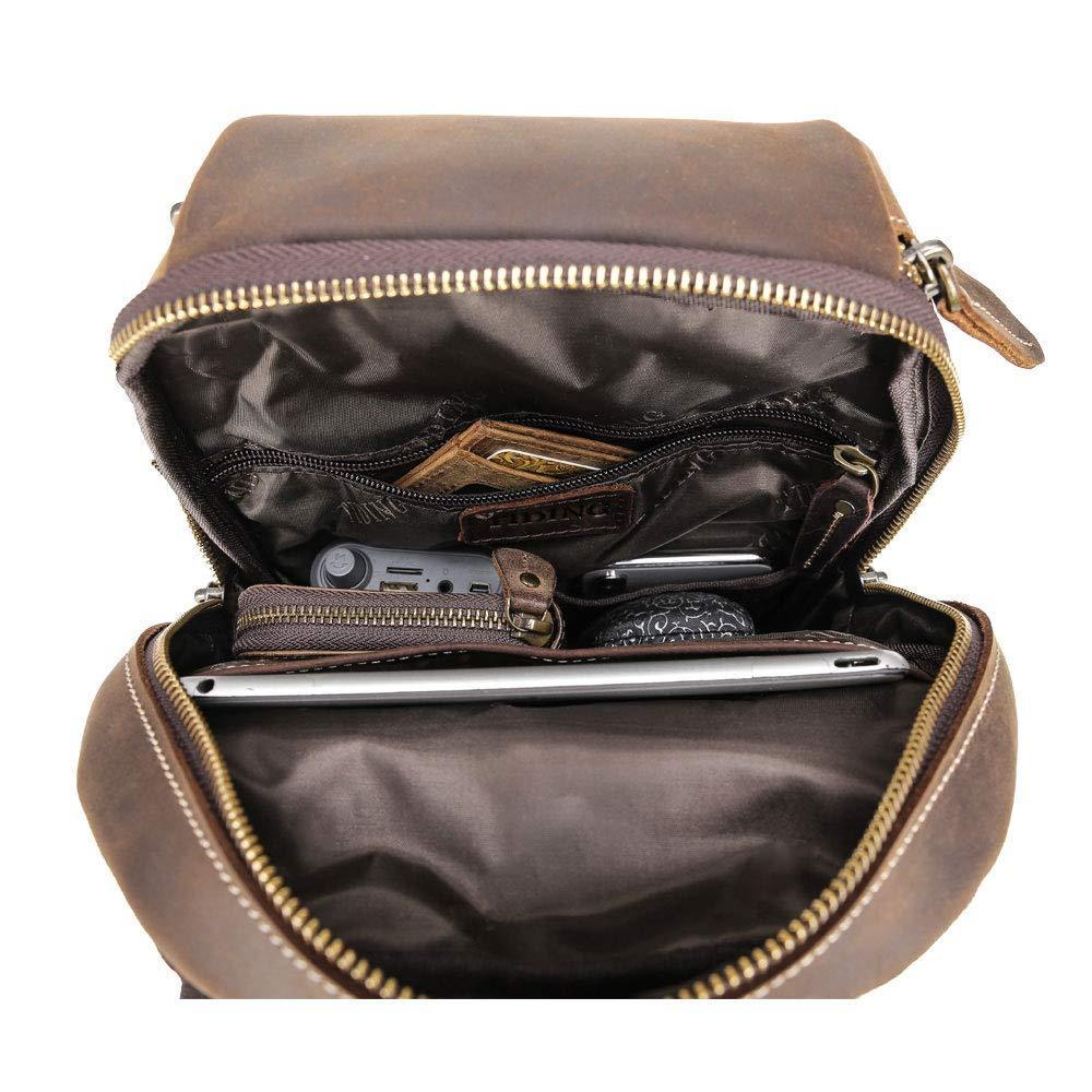 Mens Shoulder Leather Crossbody Bag Brown