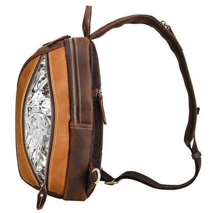 Mens Shoulder Leather Crossbody Bag Brown