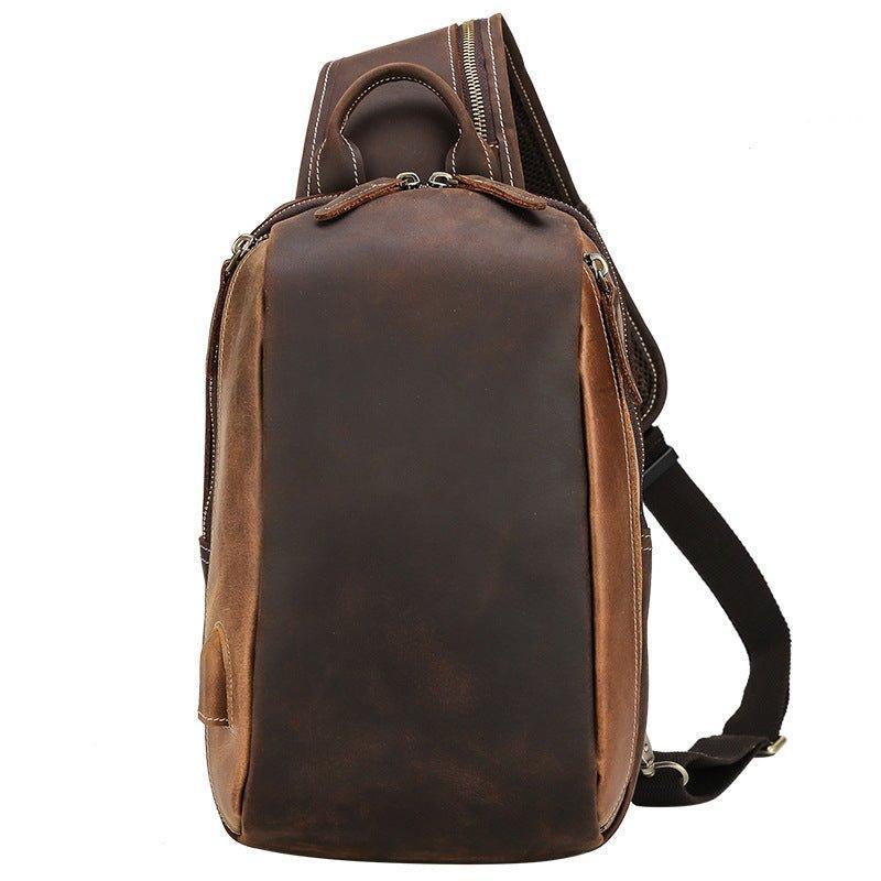 Mens Shoulder Leather Crossbody Bag Brown