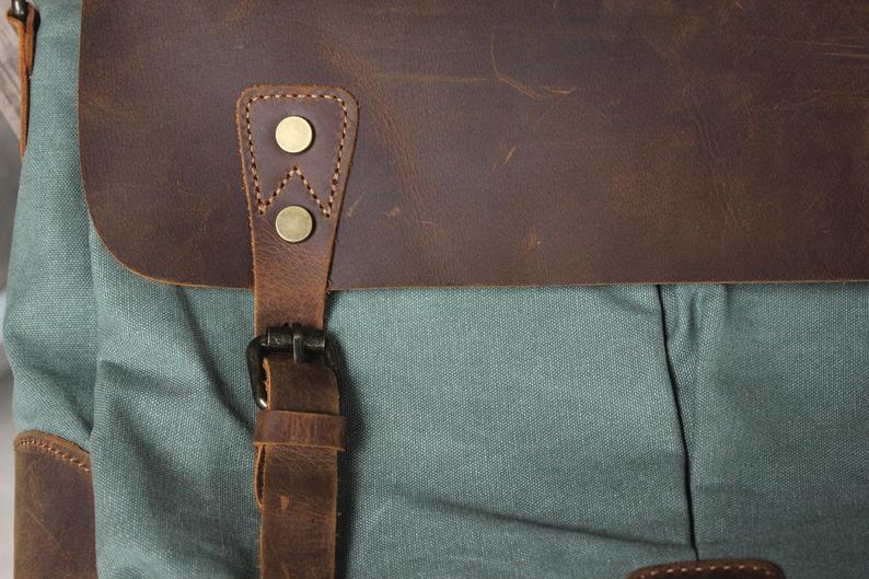 Messenger Bag Satchel Vintage Canvas Leather