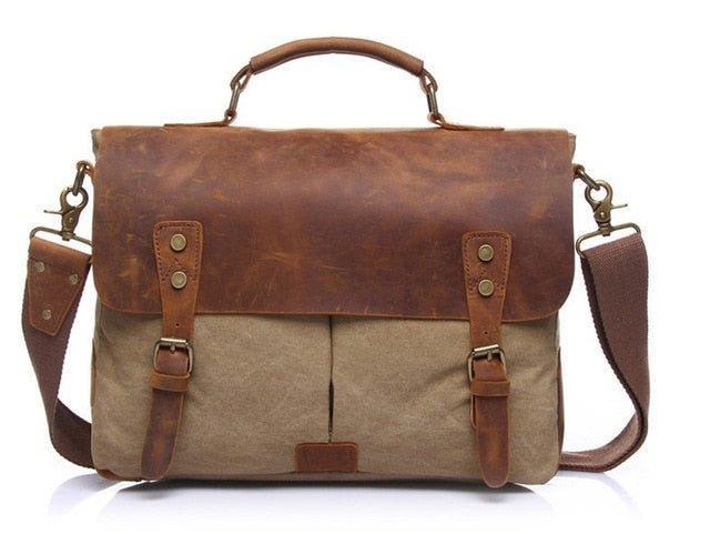 Messenger Bag Satchel Vintage Canvas Leather