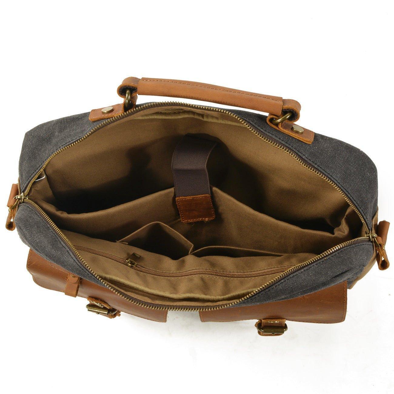 Waxed Canvas Laptop Briefcase for Men