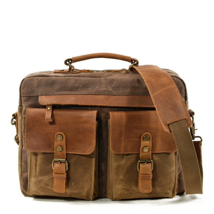 Waxed Canvas Laptop Briefcase for Men