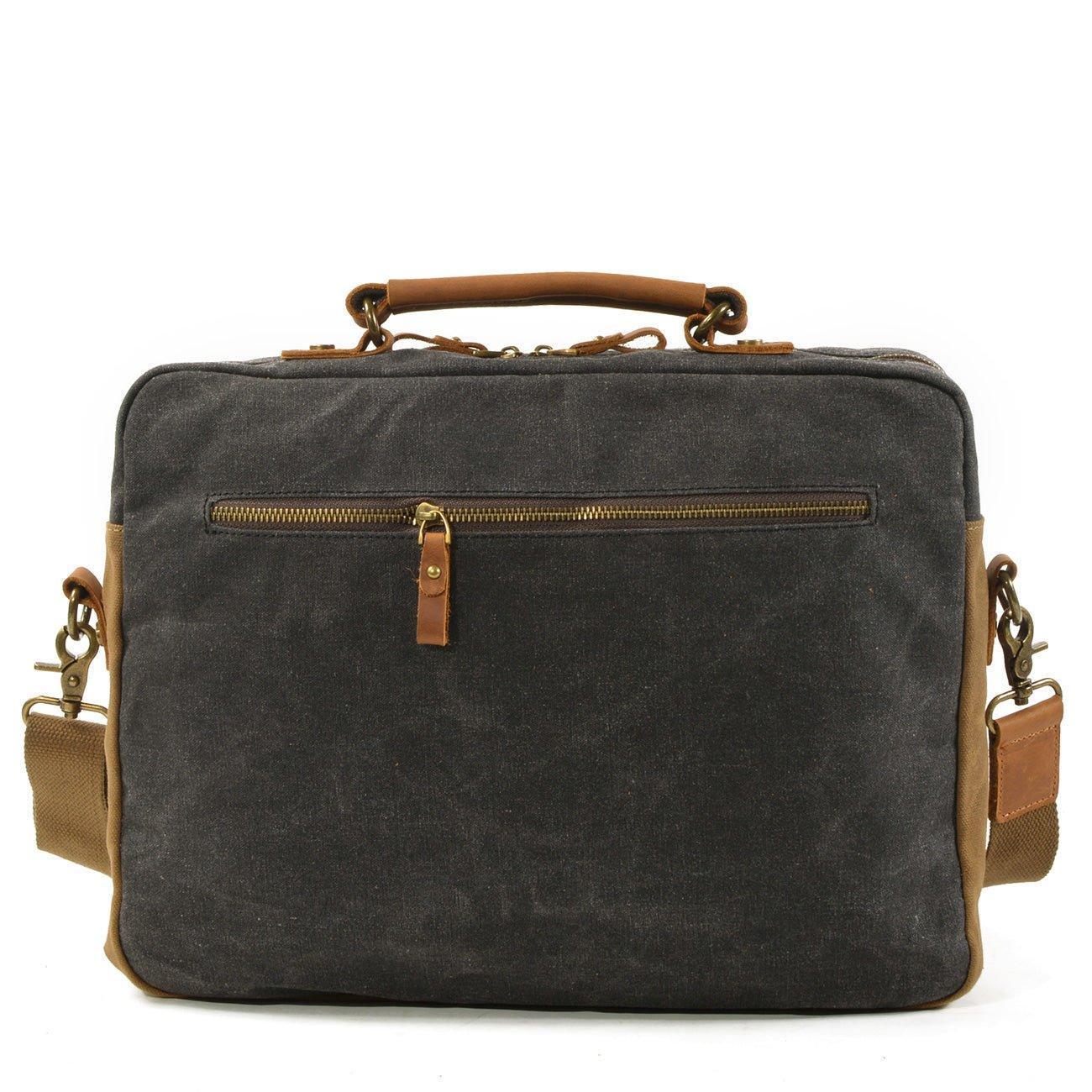 Waxed Canvas Laptop Briefcase for Men