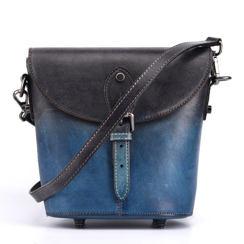 Woosir Vintage Leather Mini Bucket Crossbody Bag for Women