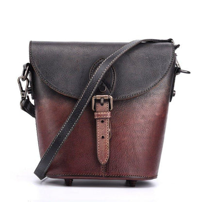 Woosir Vintage Leather Mini Bucket Crossbody Bag for Women