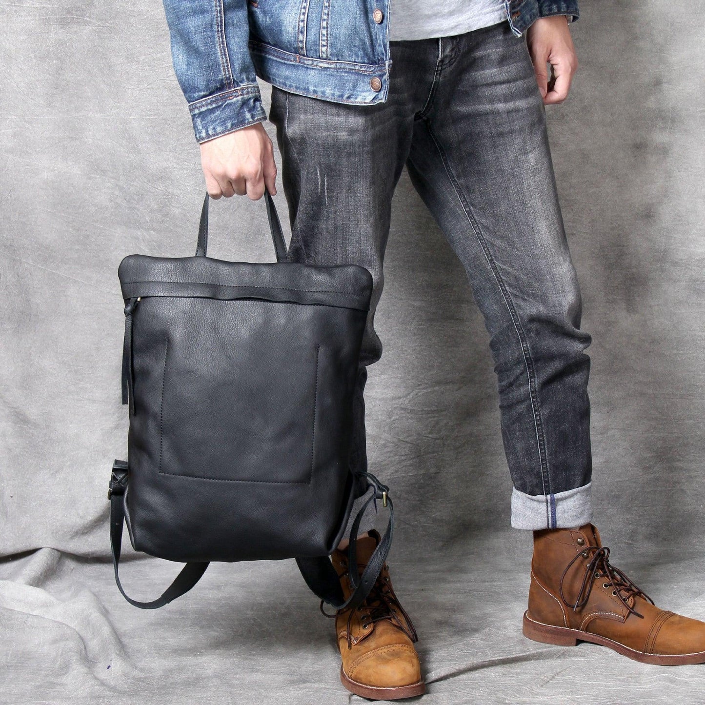 Woosir Minimalist Leather Backpack for Men