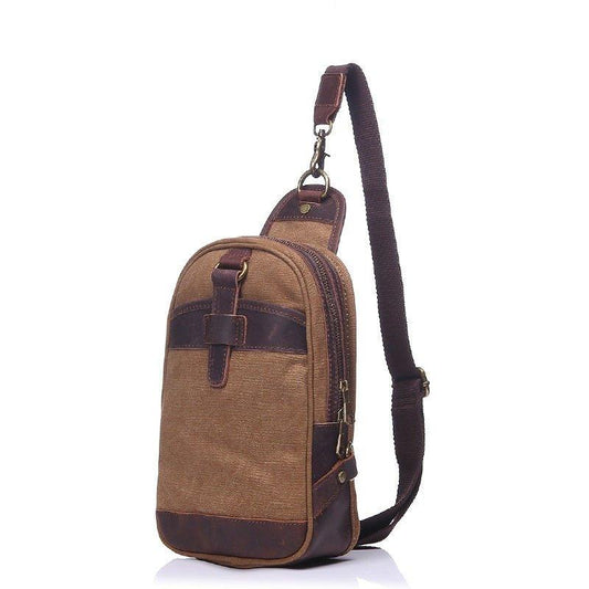 Outdoor Sling Bag With Crazy Horse Leather