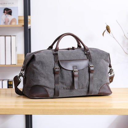 Oversized Travel Duffel Bag Canvas Leather