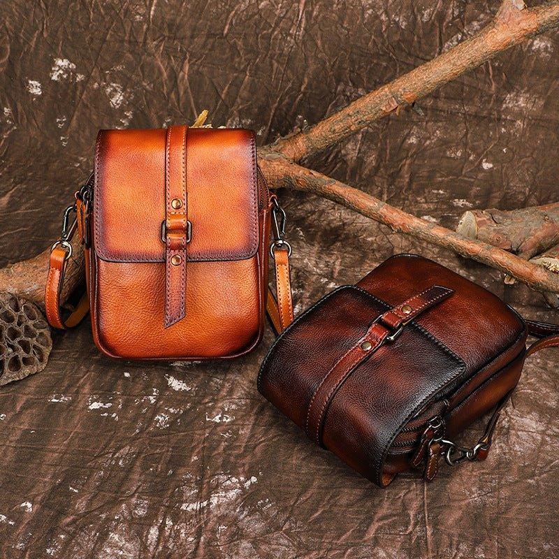 Vintage Leather Phone Pouch Bag Crossbody