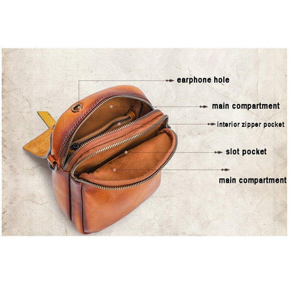 Vintage Leather Phone Pouch Bag Crossbody