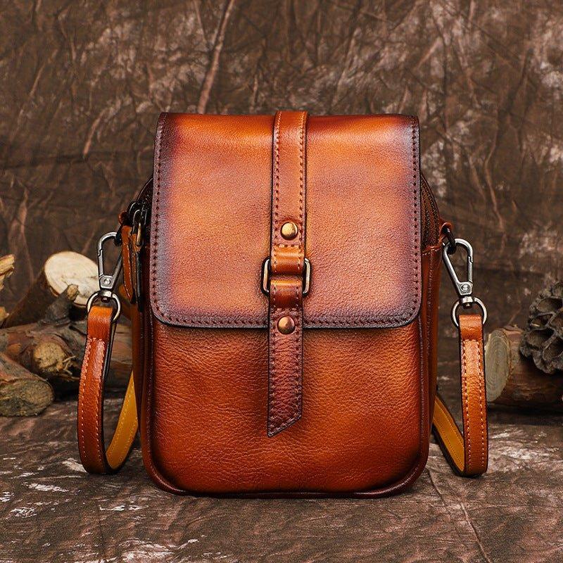 Vintage Leather Phone Pouch Bag Crossbody