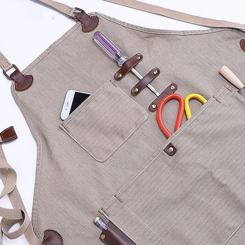 Woosir Quality Leather Work Apron With Pockets