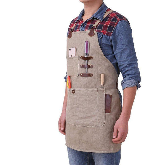 Woosir Quality Leather Work Apron With Pockets