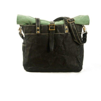 Woosir Roll Top Canvas Tote with Strap and Laptop Sleeve