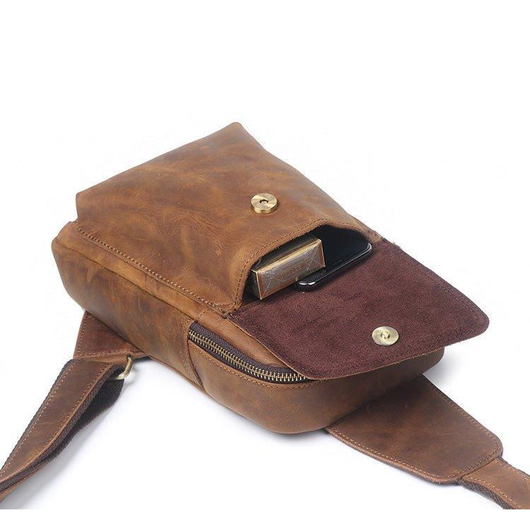 Small Mens Sling Bag in Leather