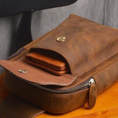 Small Mens Sling Bag in Leather