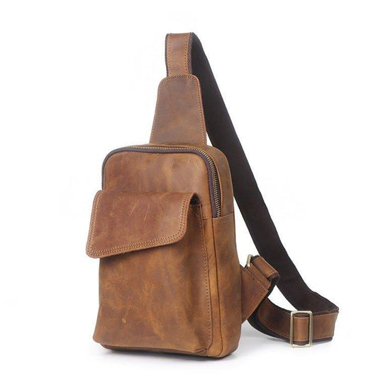 Small Mens Sling Bag in Leather