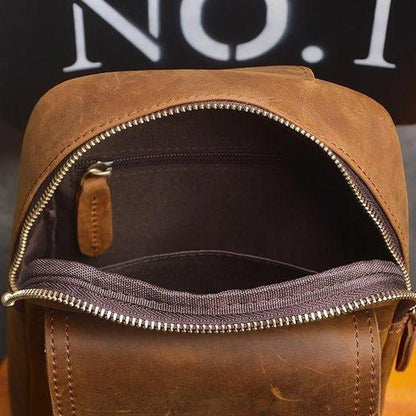 Small Mens Sling Bag in Leather